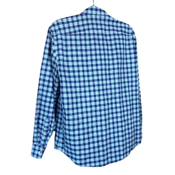 UNTUCKit Mariano WF Baby Blue Gingham All Cotton Button Down Shirt Men’s Size L - Picture 7 of 13